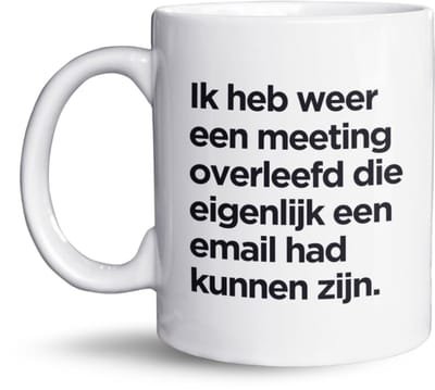 NietMokken.nl – Ik Heb Weer Een Meeting Overleefd Mok – Grappige Kantoormok – Cadeau voor Collega’s – 325ml – Vaatwasser- en Magnetronbestendig - Leuk voor op werk