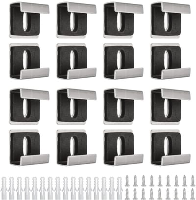 Spiegelhouder, 16-delige set spiegelglas voor wandmontage, metalen spiegelbevestigingen, wandgemonteerde spiegelbeugels, set glazen spiegelhouders voor 6-8 mm dikke frameloze spiegels