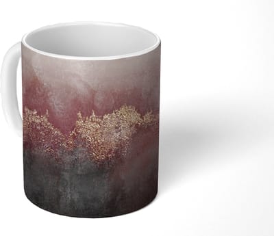 Mok - Koffiemok - Glitter - Goud - Abstract - Mokken - 350 ML - Beker - Koffiemokken - Theemok