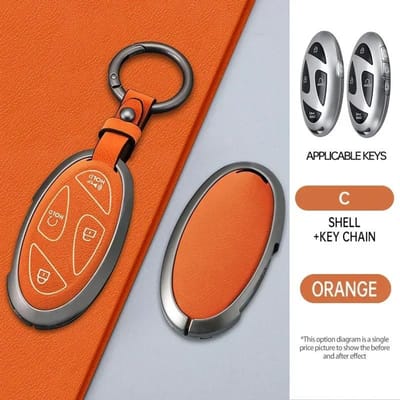 Legering+Leer Auto Sleutelhoes Sleutel Cover Shell Fob Houder Voor Nieuwe Kona Sx2 Voor Hyundai Ioniq 6 Nieuwe Grand Prix Gn7 Auto Accessoires gray