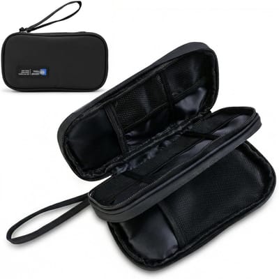 Kabelorganizer voor reiskabels en accessoires, tas voor opladers en elektronische apparaten, zwart, 19 x 11 x 4 cm, ideaal voor onderweg en thuisgebruik