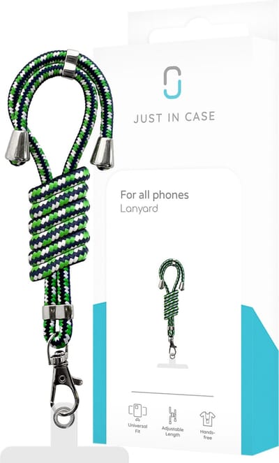 Just in Case telefoonkoord Universeel - Telefoon Koord / Ketting - geschikt voor Telefoonhoesjes - Groen / Blauw