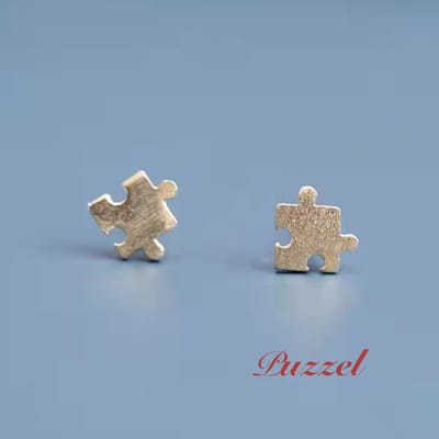 Gading® Oorknopjes goud - meisje dames Oorknoppen - Puzzel - 6mm 6mm - zilver 925