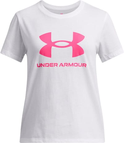 Under Armour UA BIG LOGO SS Unisex Sportshirt - Wit - Roze
