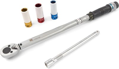 AOK 5 Delige 1/2" Professionele Momentsleutel 40-210 Nm Inclusief 3 Krachtdoppen en Verlengstuk