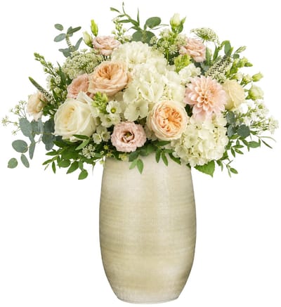 Mica Decorations hoge Bloemenvaas - keramiek - wit glans / ribbels - D30 x H50 cm - vaas Porto
