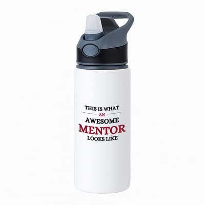 Hacebo® - Awesome mentor looks like waterfles met rietje zwart - Mentor - je mentor - school - verjaardagscadeau - kado - gift - water fles - 650ML