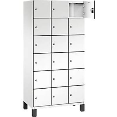 C+P Cambio lockerkast, 3 vakken, 18 vakken, op poten, B 900 x D 525 x H 1980 mm, verkeerswit/wit