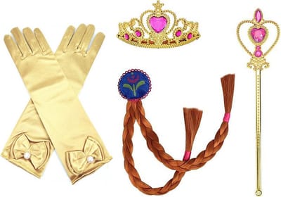 Het Betere Merk - Kroon voor bij je verkleedjurk - Accessoires - Vlecht - Blauwe Handschoenen - Toverstaf - Tiara - Speelgoed Meisjes - Carnavalskleding Meisjes