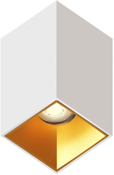Ledvion – LED Opbouwspot Vierkant 80x80mm – Wit / Goud – Dimbaar – GU10 – 2700K – 3W – IP20