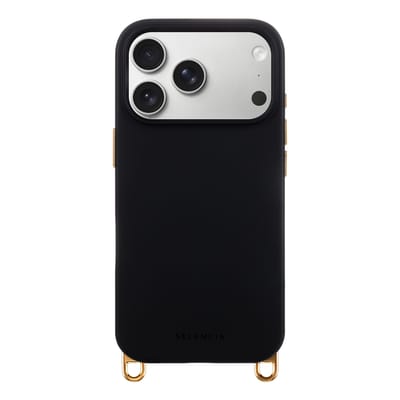 Selencia Hoesje - Geschikt voor iPhone 17 Pro - Rivièra geschikt voor MagSafe Backcover met afneembare haakjes - Velvet Black