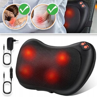 Massageapparaat Voor Het Hele Lichaam Met Kneedfunctie - 8 Massagekoppen 3 Intensiteitsniveaus - Warme Kompressen Automatische Uitschakeltimer - Elastische Band Inclusief Auto- En Thuisadapters - Ademend En Geluidsarm