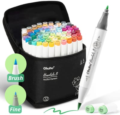 Ohuhu - Honolulu B Brush & Fine - Alcohol Art Markers - 72 kleuren