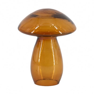 HomeBound by KY | Glazen paddenstoel amber | glazen paddenstoel | paddenstoel | decoratief beeld | 11x11x16cm