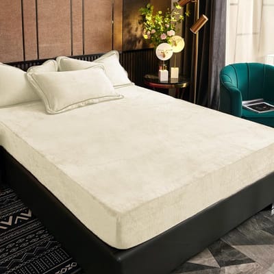 Unyqoos® Ultiem Comfort Hoeslaken voor Boxspringbedden met Luxe Textuur, 160 x 200 cm, Beige en Wit