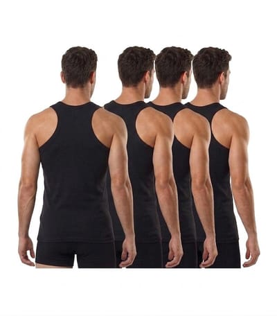 Marco Rossi Premium Kwaliteit - Halterhemd - Tanktop - Onderhemden - Hemden heren - Onderhemd heren - 100% Katoen - Zwart - 4 Pack - Maat S