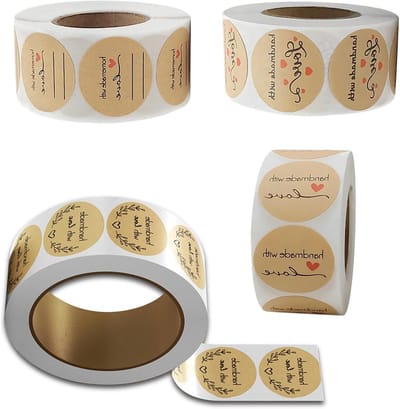 Handgemaakte Kraft Label Stickers, 2000 Stuks, 2.5 cm Ronde Stickers voor Cadeauverpakking, Bakken en Ambachtelijke Projecten