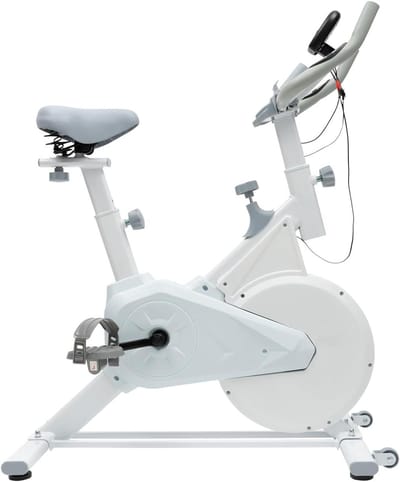 Fitnessfiets - Indoor bike - Binnen trainen - Verstelbaar weerstandssysteem - 85 x 45 x 110 cm - Wit