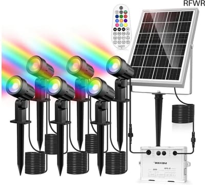 RFWR® RGB Tuinverlichting op Zonne-energie met Afstandsbediening - 10 Kleuren, 12 Modi, Waterdicht, Ideaal voor Tuin, Pad en Balkon