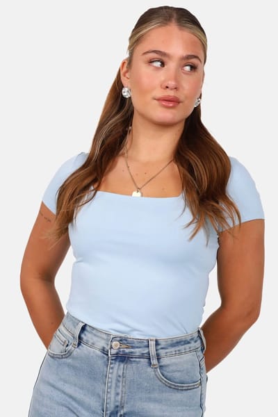 Getdrezzed Body - Maat: L - T shirt met vierkante hals lichtblauw