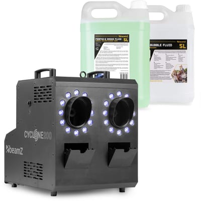BeamZ Cyclone200 Rook- en bellenblaasmachine combi - 24 RGBW LED’s - Incl. 5L vloeistof