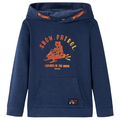 vidaXL - Kindertrui - met - capuchon - 140 - gemêleerd - marineblauw - en - oranje