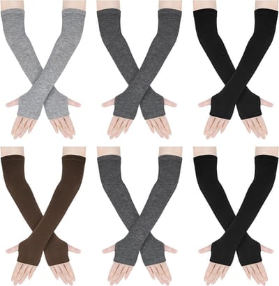 Armwarmers - Armstukken - Polswarmers Heren & Dames - Polswarmers - Duimopening - voor Armwarmers Gebreide duimgat elastische handschoenen - 6 paar Arm Sleeve