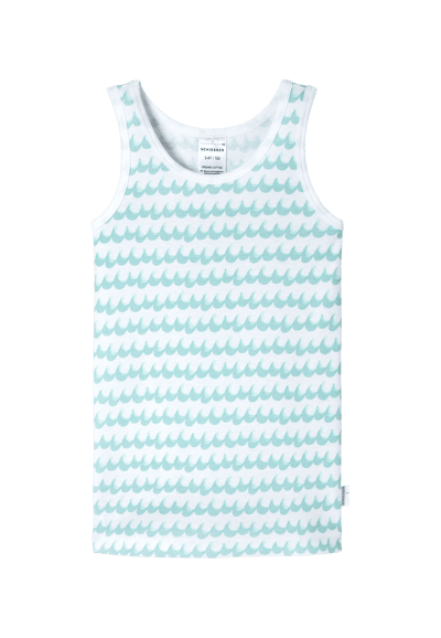 Onderhemden, set van 2, golvend patroon, turquoise/wit - Fine Rib 92