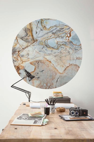 Fotobehang - Marble Sphere 125x125cm - Rond - Vliesbehang - Zelfklevend