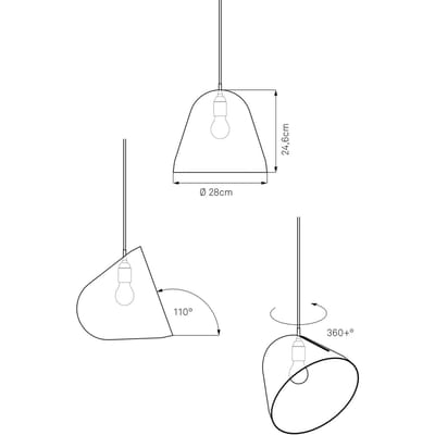 Nyta Tilt hanglamp, kabel 3m rood, wit