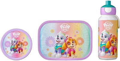 Mepal lunchset (pop-up fles, lunchbox & fruitbox) Campus - 400 + 750 + 300 ml - Broodtrommel en Drinkbeker voor kinderen - Bento box - Pop-up drinkfles - Paw Patrol Girls
