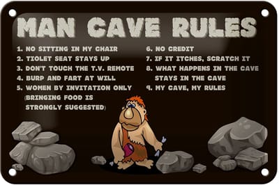 Blechschild Spruch 18x12cm man cave rules Männer Regeln
