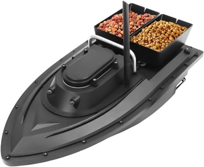 MIRA® Voerboot Karper – Voerboot Met 1,5 Kg Laadvermogen - Verlichting Voor Nachtvissen - Zwart - 50cm x 25cm x 17cm