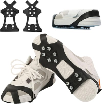Winterse schoenspikes voor optimale grip, 10 roestvrijstalen tanden, antislip spikes voor wandelen op ijs en sneeuw, ideaal voor outdoor activiteiten