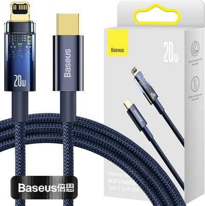 Baseus - Explorer - Series kabel USB Type C - Lightning 20W 1m blauw - (CATS000003)