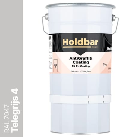 Holdbar Anti Graffiti Coating Telegrijs 4 (RAL 7047) 5 Kg - Maakt Graffiti verwijderbaar - Graffiti Verwijderen - In Alle Kleuren - Voor Steen, Beton, Hout, Metaal en Tegels