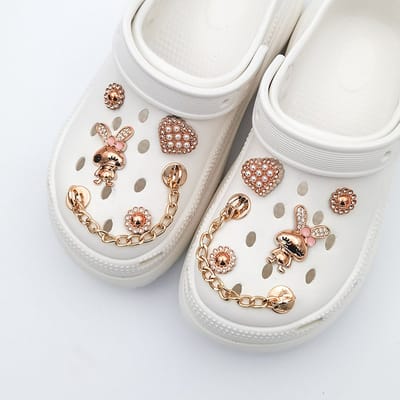Schoenaccessoires-geschikt voor crocs charms- geschikt voor crocs pins- geschikt voor crocs Accessoires- geschikt voor Crocs Jibbitz-10 Heldergouden Konijnen