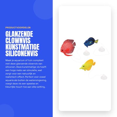 Dailygoods - Glanzende clownvis - Kunstmatige siliconenvis - Drijvende aquariumdecoratie - Veilig voor vissen - Natuurlijke uitstraling - Geschikt voo...