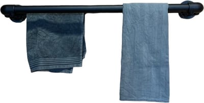 Design85 Handdoekenrek Industrieel 50 cm Zwart Staal Ø 26,9 mm Voor 2 Handdoeken
