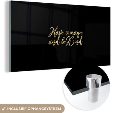 MuchoWow® Glasschilderij 40x20 cm - Schilderij acrylglas - Quotes - Zelfvertrouwen - Black - Gold - Foto op glas - Schilderijen