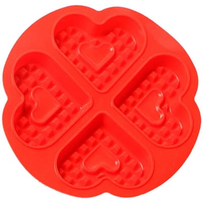 Premium Siliconen Hartvorm Wafelijzer voor Kinderen DIY Cakevorm red