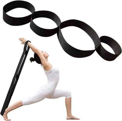 Yoga Band met 4 Loops - Stretchband voor Yoga, Pilates en Fascia Training, Duurzaam en Licht Rekbaar, 100% Katoen, 96 cm voor Pijntherapie en Flexibiliteit