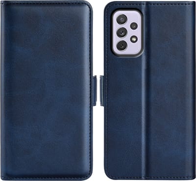 MobyDefend Hoesje - Geschikt voor Samsung Galaxy A73 - Luxe Wallet Book Case (Sluiting Zijkant) - Blauw