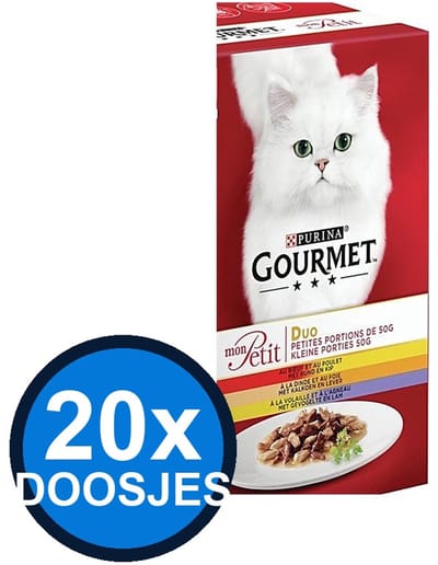 20x Gourmet - Mon Petit Duo Vlees 6x50g - Kattenvoer Natvoer - 300g