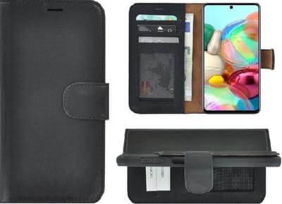 Hoesje Geschikt voor Samsung Galaxy A52 - 5G - Bookcase - Hoesje A52s 5G - Wallet Book Case Echt Leer Zwart Cover