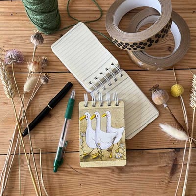Alex Clark klein spiraal gebonden notitieblokje ganzen ~Dillard, Dodley & Bill Small Spiral Bound Notepad'
