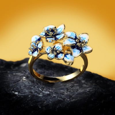 925 Creatieve Blauwe Bloem Emaille Epoxy Zirkonia Ring Voor Vrouwen Sieraden Bruiloft Feest Verlovingsring Bohemia 6 white
