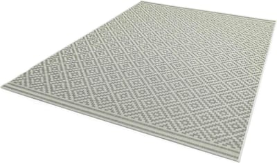 Easy Living - Patio-11-Diamond-Grey Vloerkleed - 200x290  - Rechthoek - Buiten,Laagpolig Tapijt - Landelijk - Grijs, Wit