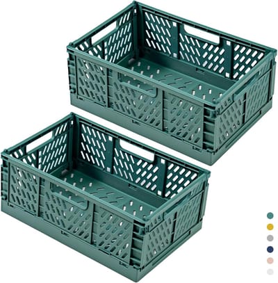 JGS ® Opvouwbare Kunststof Opbergboxen Set van 2 voor Keuken, Kantoor en Slaapkamer - Groen