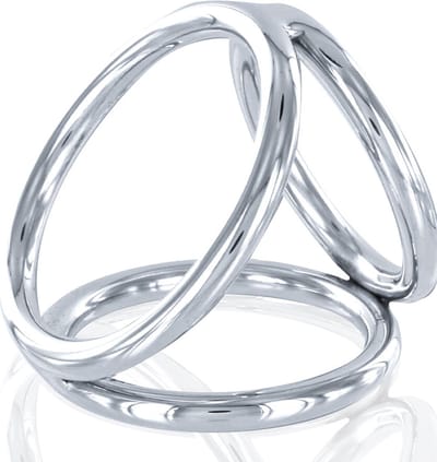 Black Label - Triple Cockring - RVS - Zilver - Maat L